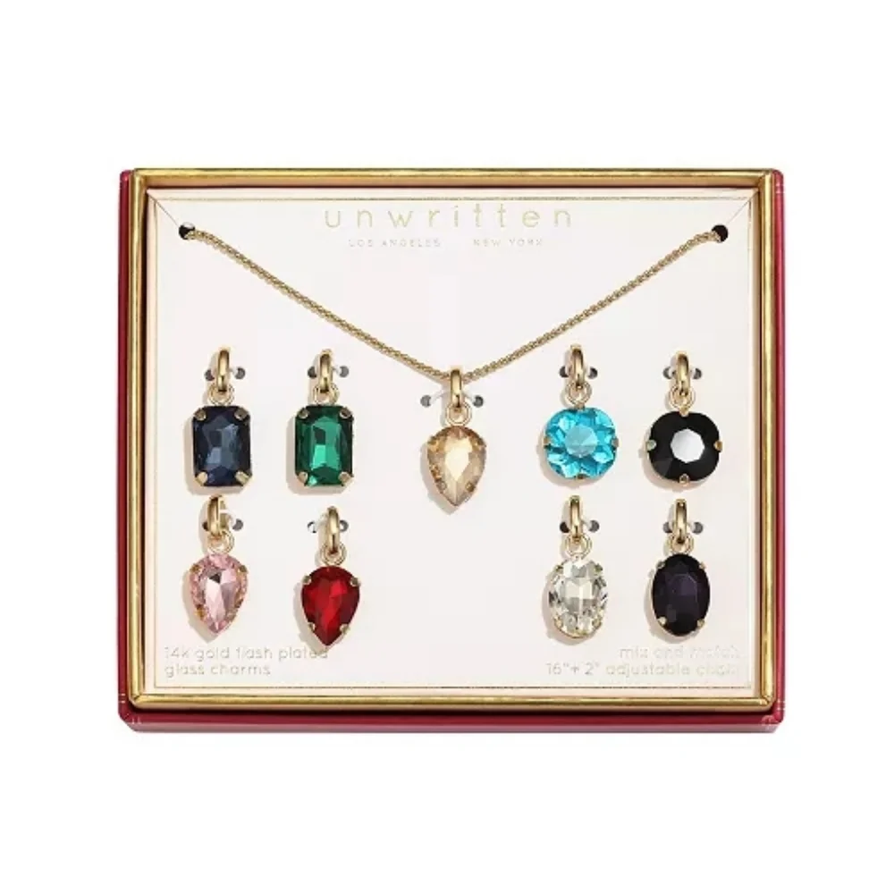Unwritten Necklace Multi-Color Glass Mix and Match Pendant Necklace Set NWT